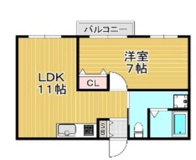 ハイツマツヤマ(1LDK/6階)の間取り写真
