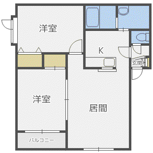 ハイセレール2号館(2LDK/2階)の間取り写真