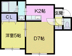 ポラリス文教大前(1LDK/1階)の間取り写真
