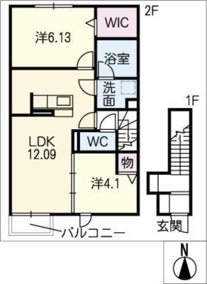 ソフィア・ナカキVI(2LDK/2階)の間取り写真