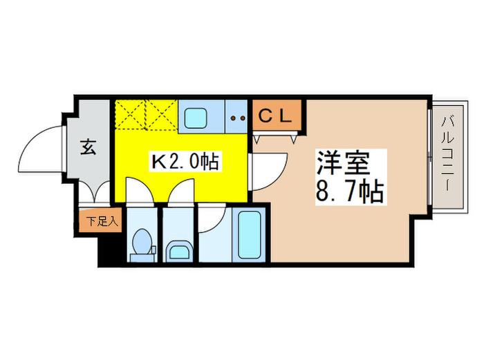 ルクレ両国(1K/3階)の間取り写真
