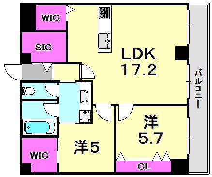 VILLA MARIA布引(2LDK/4階)の間取り写真