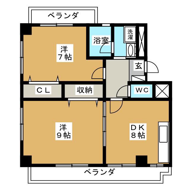 エトワールみわ(2DK/2階)の間取り写真