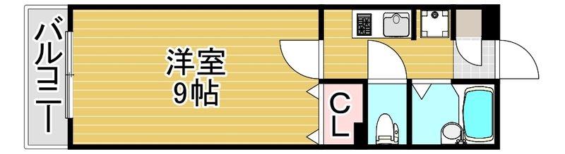 PLイースト多々良リバーサイド(1K/3階)の間取り写真