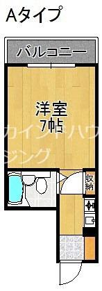 カーサ洋幸(1K/2階)の間取り写真