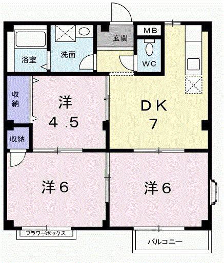 シティハイツ上田(3DK/2階)の間取り写真