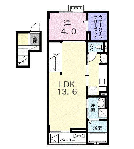 メゾンノーブル(1LDK/4階)の間取り写真