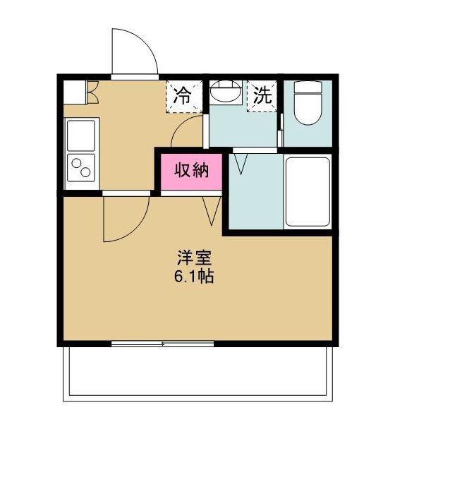 エクセル若葉(1K/2階)の間取り写真