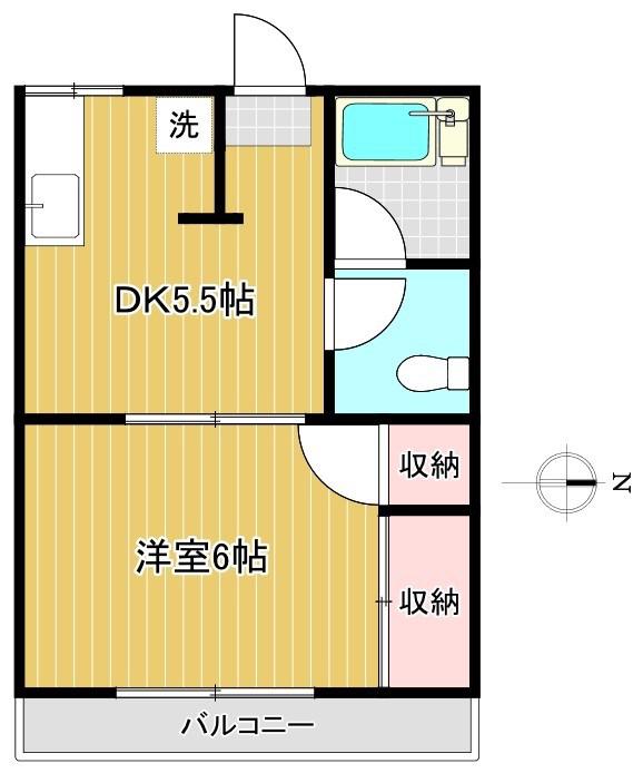 杉並ハイツ(1DK/2階)の間取り写真