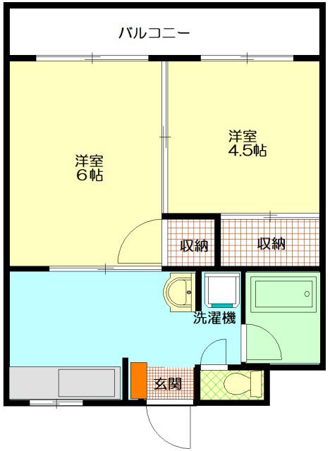 マンション加藤(2K/2階)の間取り写真