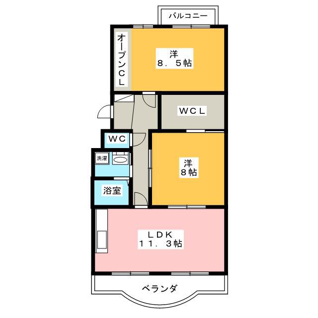 ピアンテ四ツ池(2LDK/2階)の間取り写真