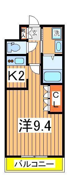 グリーンキャッスルⅡ(1K/1階)の間取り写真