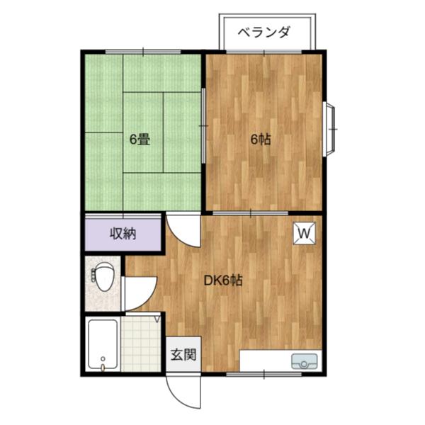 グランデュール中原(2DK/2階)の間取り写真