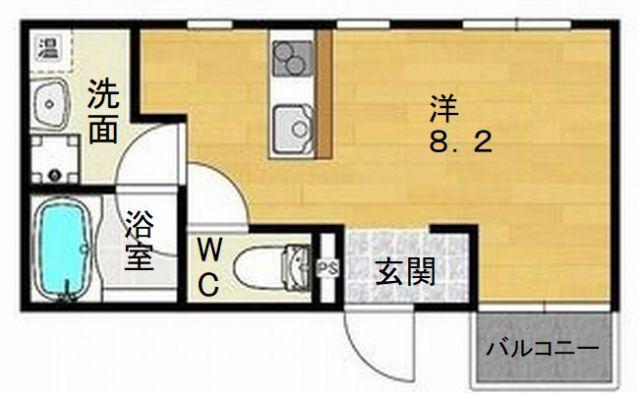 シュライテン白鷺(ワンルーム/2階)の間取り写真
