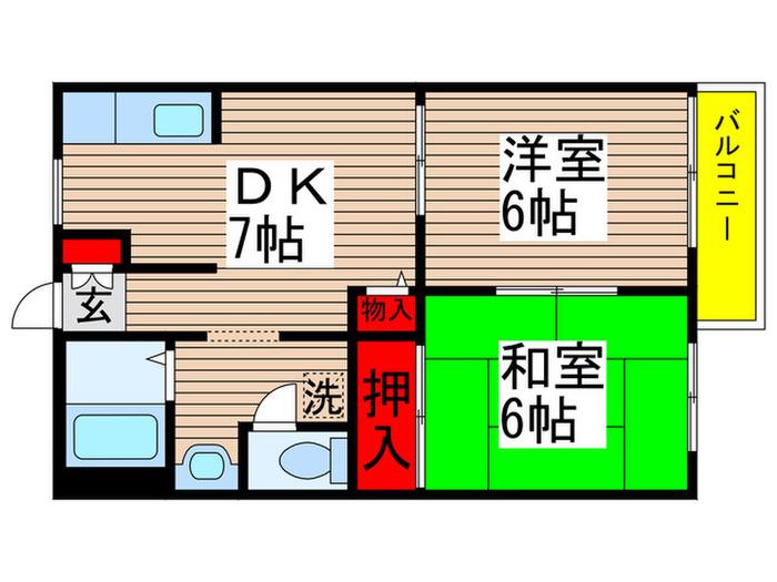 パークハイム(2DK/2階)の間取り写真