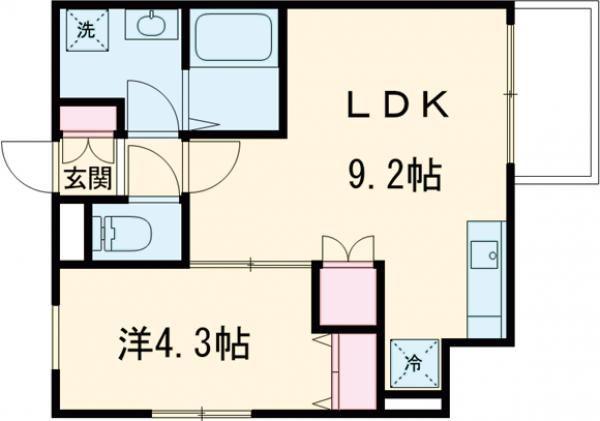 REVITA野崎(1LDK/2階)の間取り写真