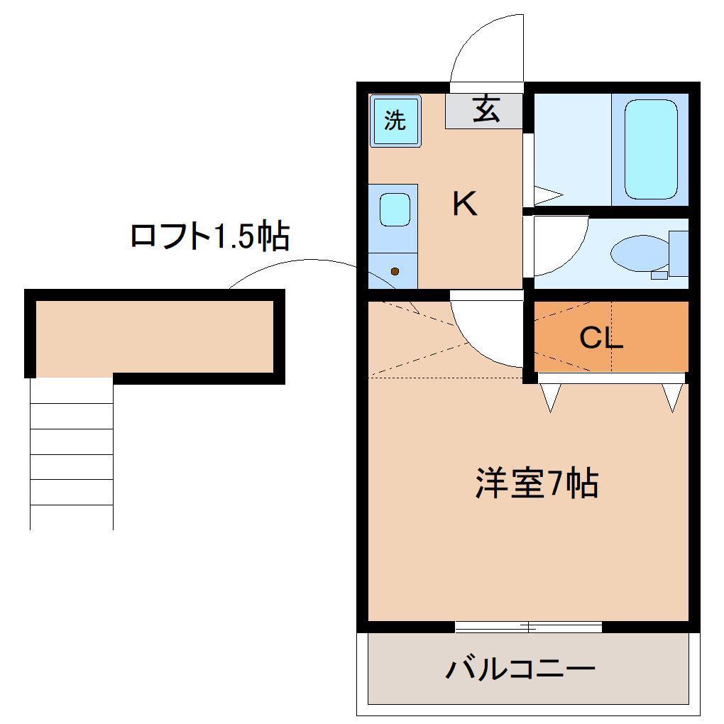 アルファ愛宕橋壱番館(1K/3階)の間取り写真