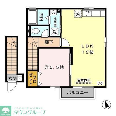ルミエールAB(1LDK/2階)の間取り写真