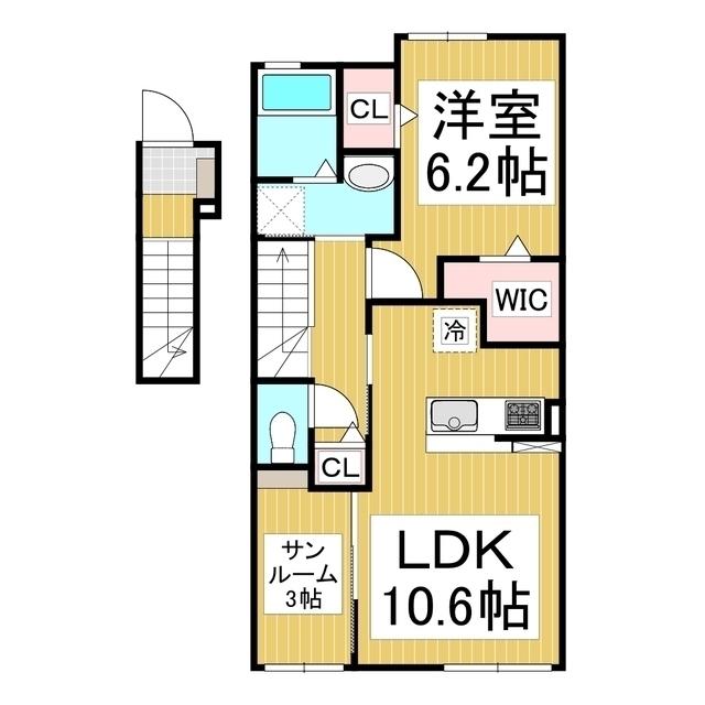セリーノ・K(1LDK/2階)の間取り写真