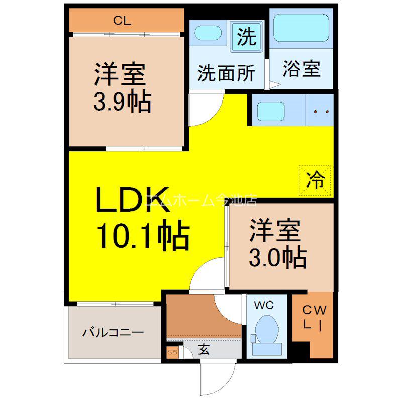 REGALEST東海通(2LDK/3階)の間取り写真