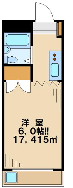 ドミールシンデン(1K/2階)の間取り写真