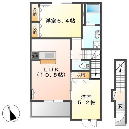 リーブル・ルミエール(2LDK/2階)の間取り写真