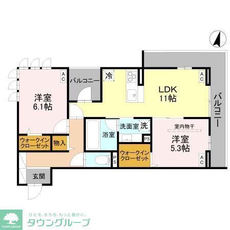 ウエストスクエア(2LDK/3階)の間取り写真
