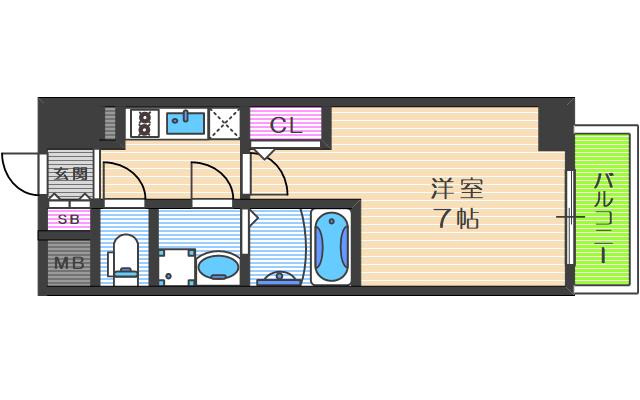エスリード大阪梅田ウエスト(1K/8階)の間取り写真