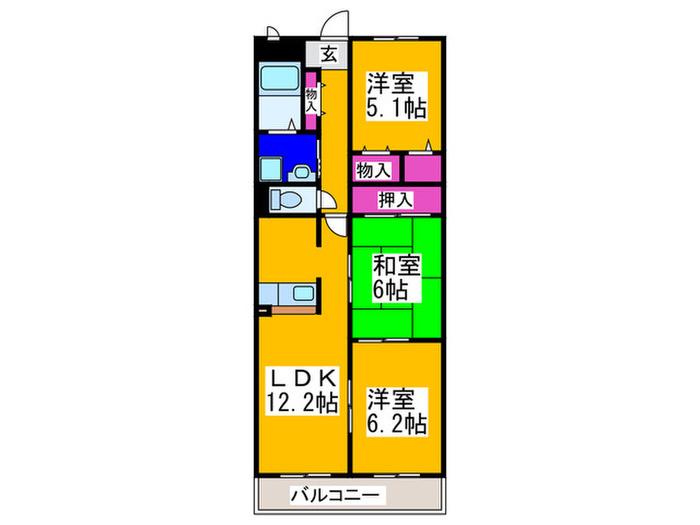 グレースコートアイ(3LDK/2階)の間取り写真