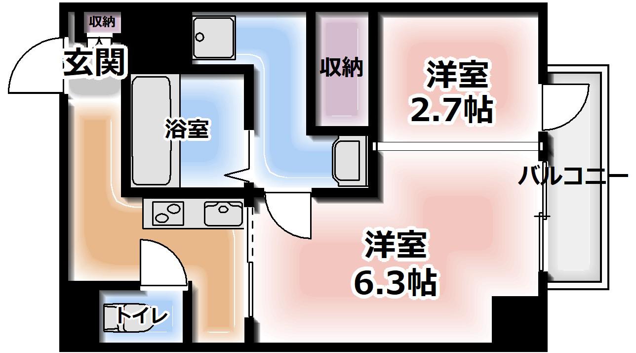 プラリア磯島(1K/1階)の間取り写真