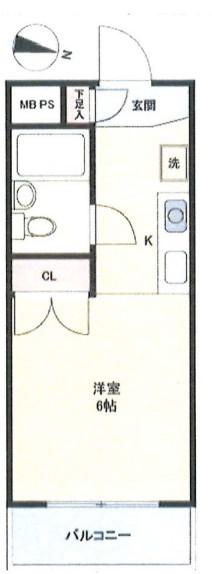 ウィン大和(1K/2階)の間取り写真