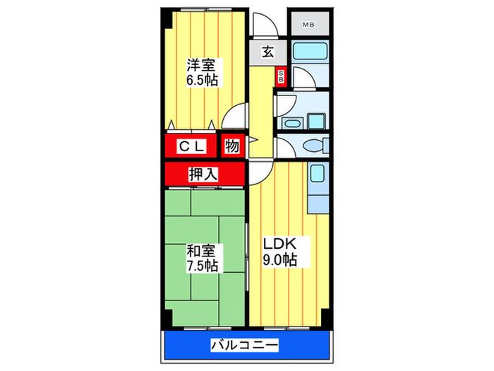 アネスト北巽(2LDK/2階)の間取り写真