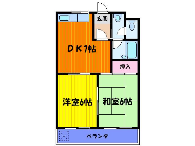 リバーサイド岡村(2DK/4階)の間取り写真