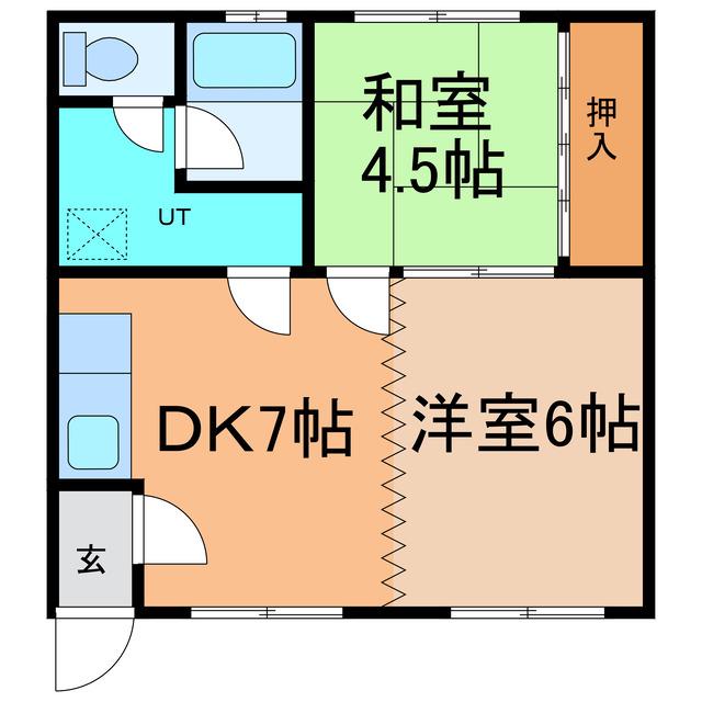 柳町ハイツA(2DK/2階)の間取り写真