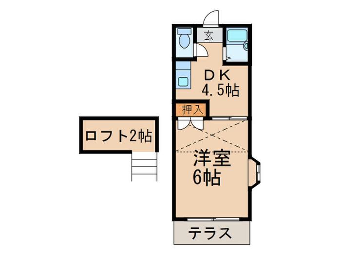 サンライズ京町(1DK/2階)の間取り写真