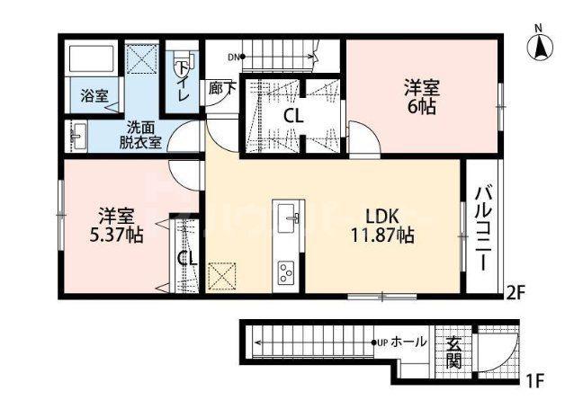リーブルファイン足立花畑(2LDK/2階)の間取り写真
