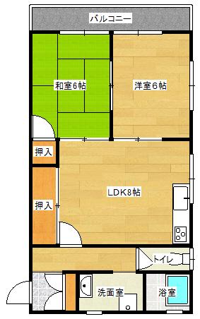 アビタシオン庚午 A棟(1K/2階)の間取り写真