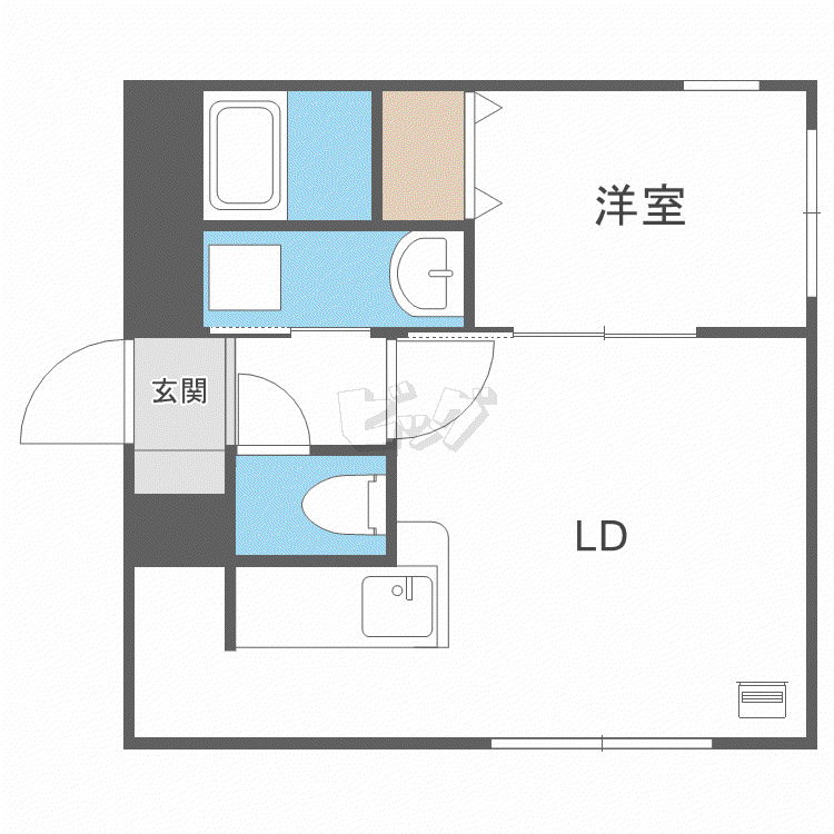 グランパーク札幌北(1LDK/2階)の間取り写真