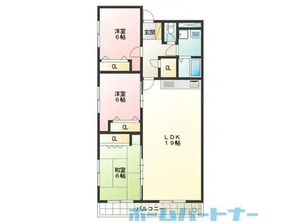 コンフォート山下(3LDK/3階)の間取り写真