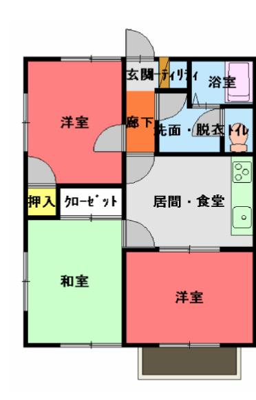 カルマ-ドフェリス(3DK/1階)の間取り写真