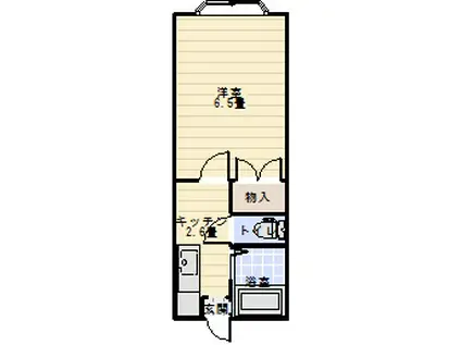 ブルージュ弐番館(1K/2階)の間取り写真