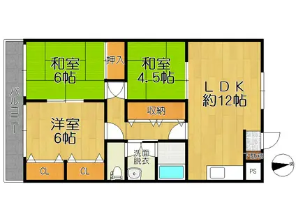 ロキシーグリーンキャッスルA棟(3LDK/3階)の間取り写真