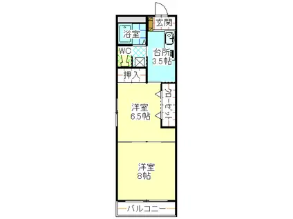 グレースライン(2K/2階)の間取り写真