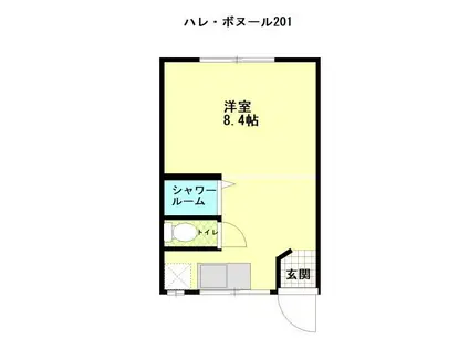 ハレ・ボヌール(ワンルーム/1階)の間取り写真