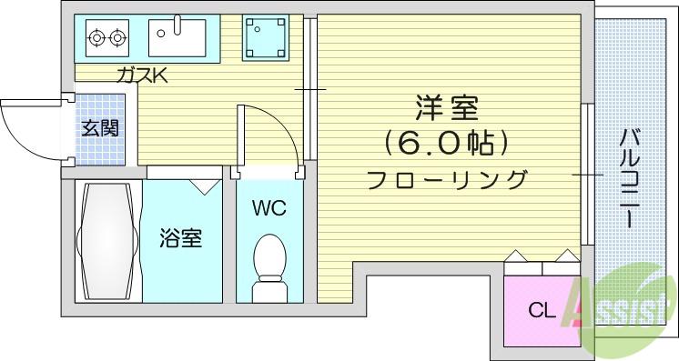 アーバンハイツ山手町(1K/2階)の間取り写真