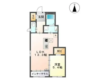 シャルール宮田(1LDK/1階)の間取り写真