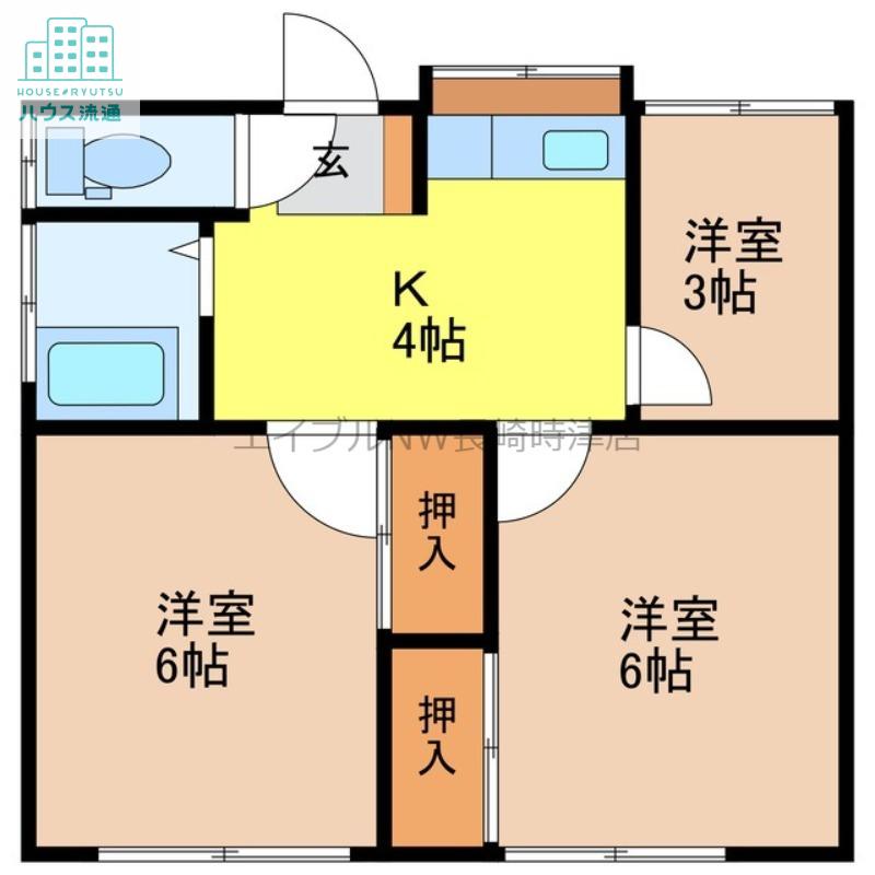 辻田アパートA棟(3K/2階)の間取り写真