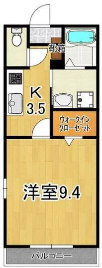 フォブールDR(1K/1階)の間取り写真