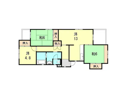 シティハイツ竜が岡(3LDK/1階)の間取り写真