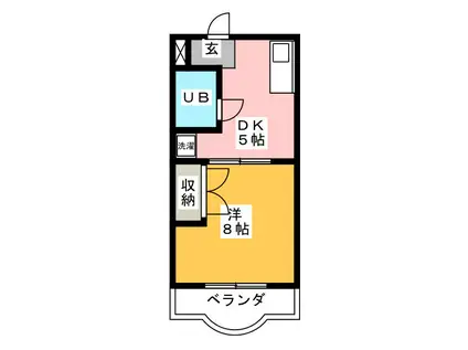 グランドゥールII(1DK/4階)の間取り写真